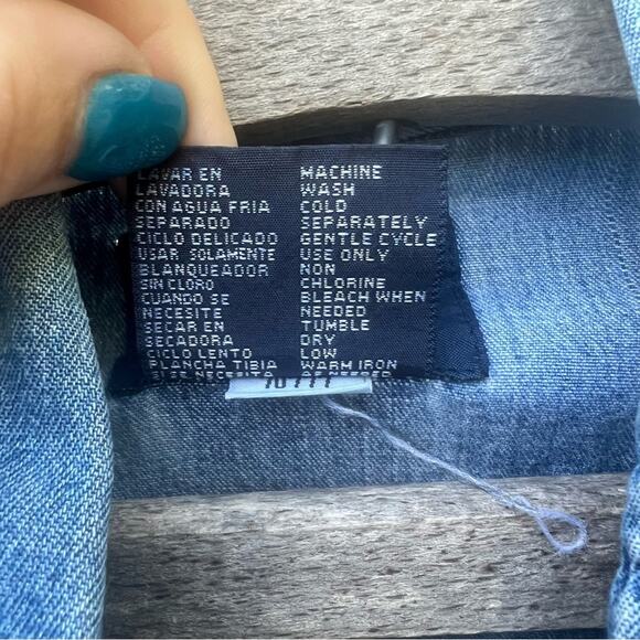 Vintage 90s fall harvest Halloween long sleeve denim chambray button up shirt - Picture 6 of 8